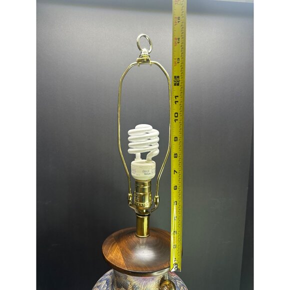 Vtg Frederick Copper Style Floral Table Lamp Urn Ginger Jar Style 28" Tall Works - Picture 8 of 11